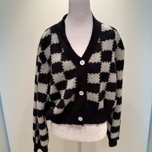 Black and White Checkered Women's Sweater